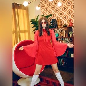 Retro Bell Sleeve Mini Dress Size Medium